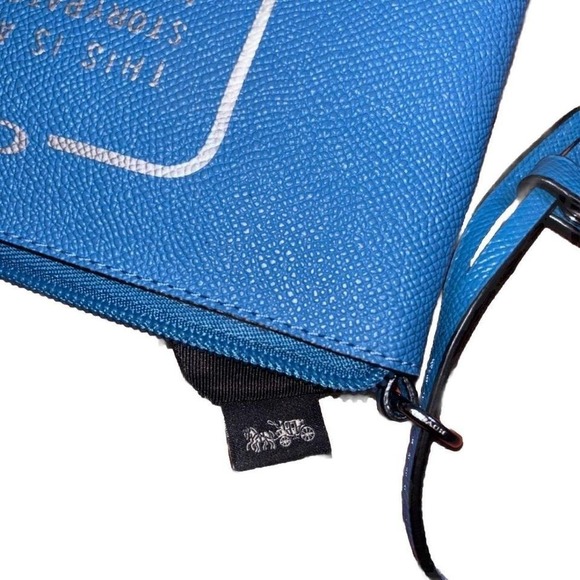Coach New York Blue Leather Storypatch Wristlet Pouch NWT C1847 F29131 - Picture 7 of 8
